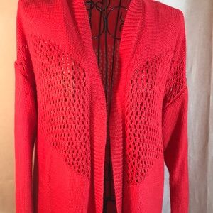 New Directions deep pink long open cardigan.  Sm